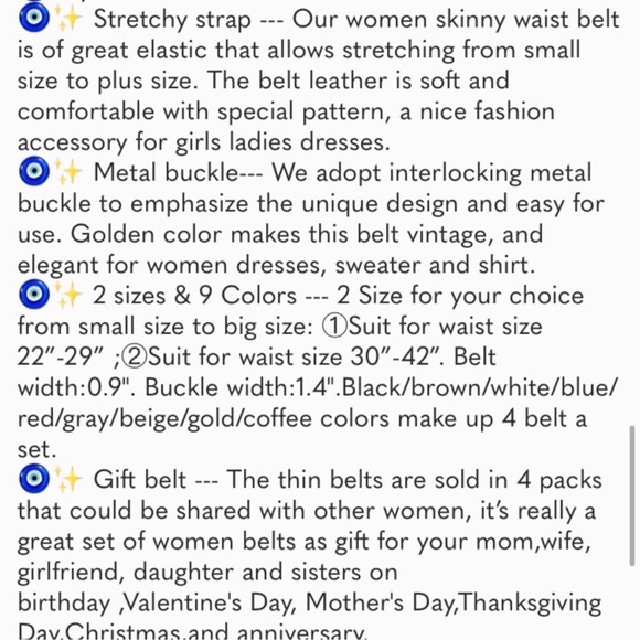 Women Skinny Belt for Dresses Retro Stretch Ladies Waist Belt Plus Size Set of 4 - Picture 7 of 7